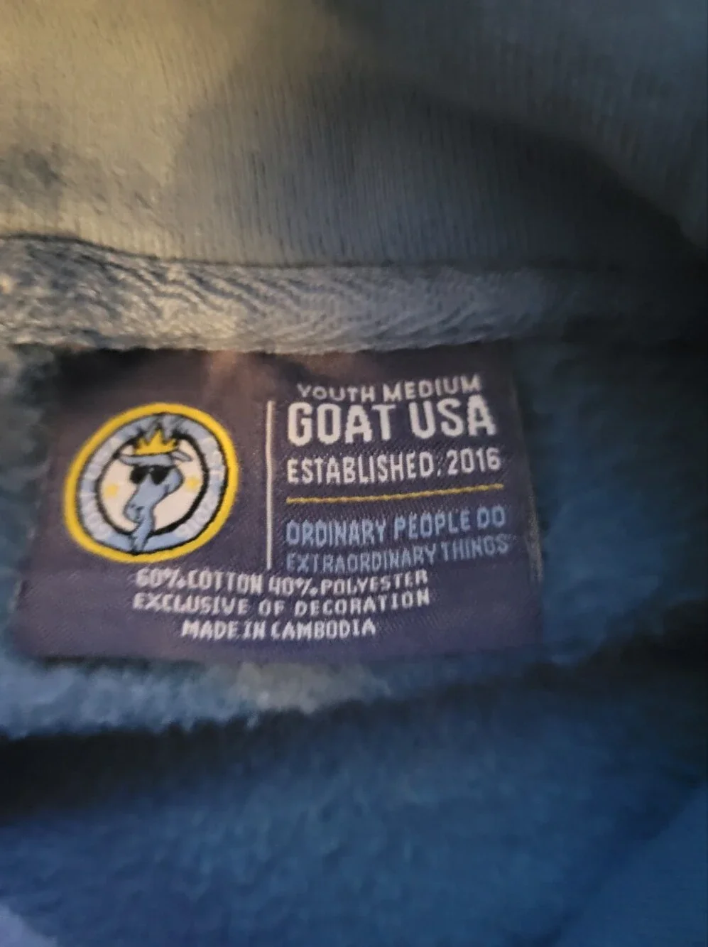 Goat Blue Pullover Hoodie with Cute Patch